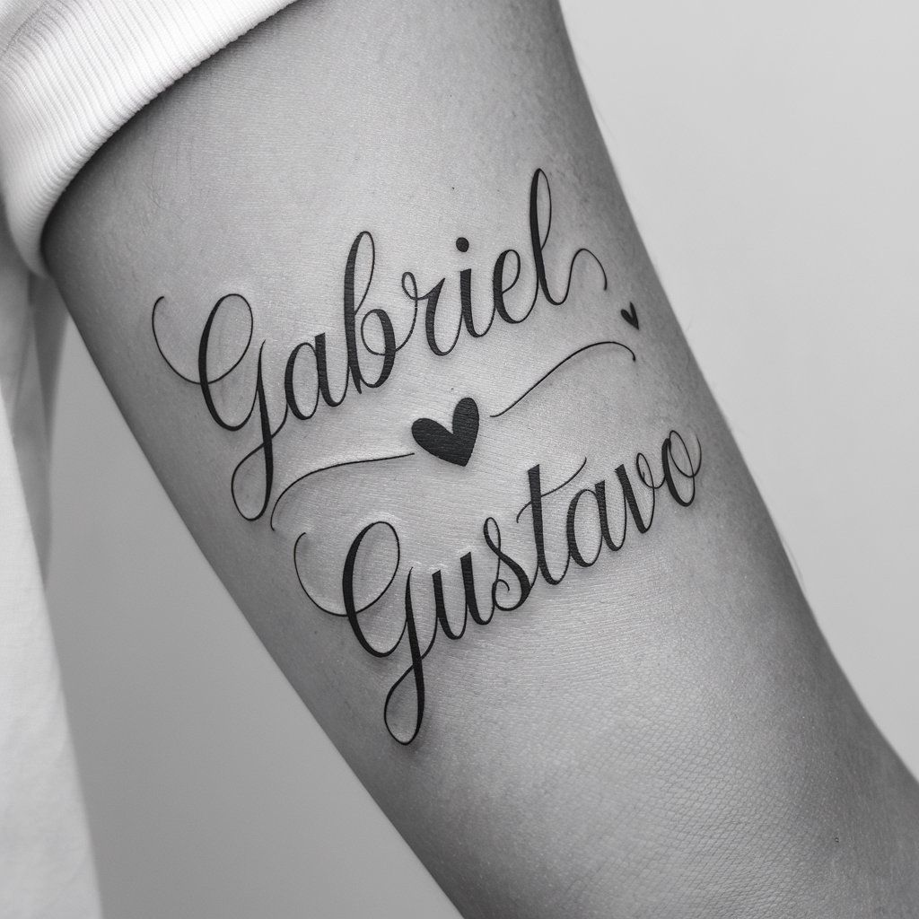 Gabriel Gustavo Daughter name tattoo with heart symbol ideas