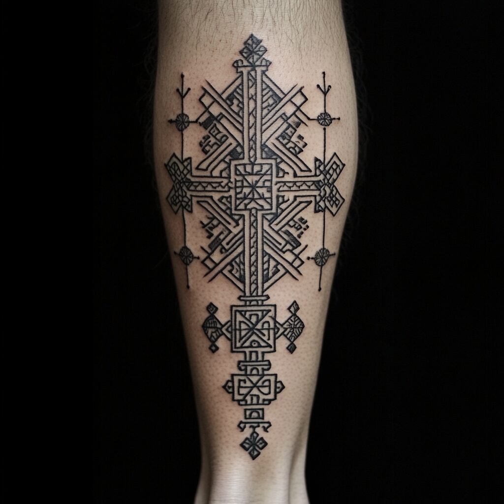 Geometric Tribal Black Male Tattoos Design