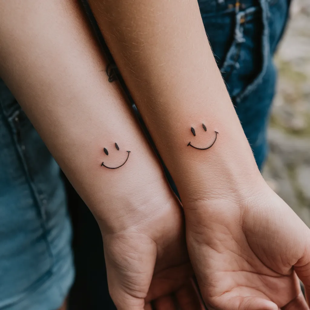 Small smiley face tattoo ideas for best friends