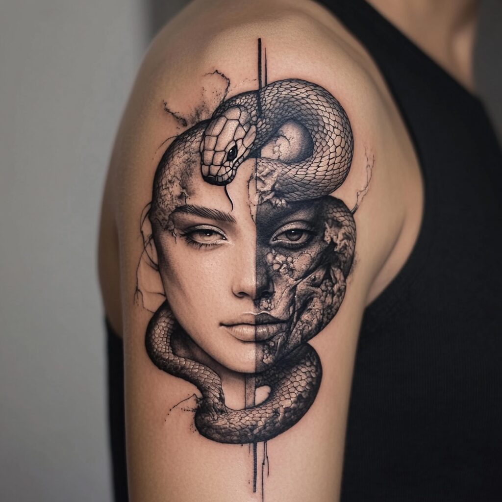 Snake black male tattoo design