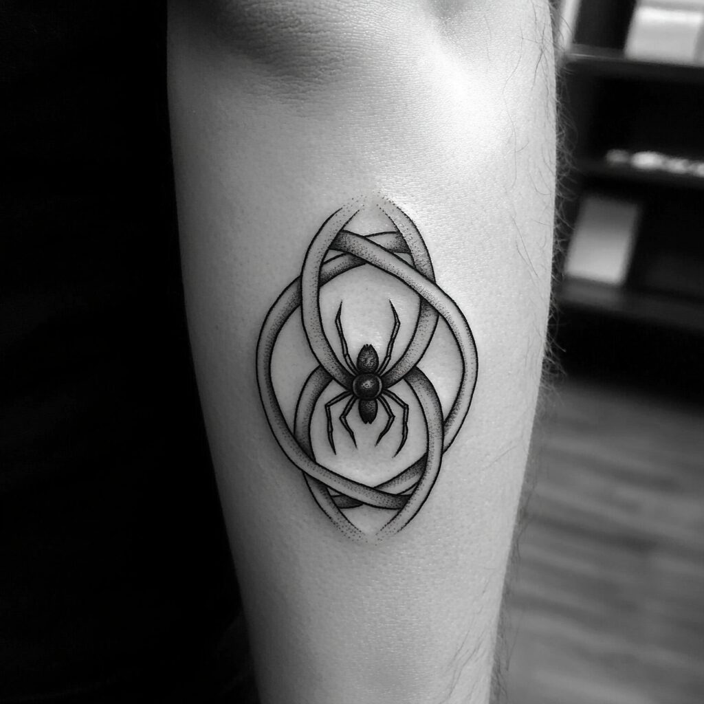 Spider Black Male Tattoos Design